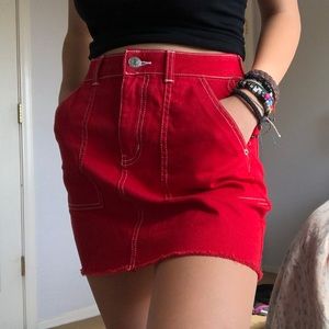 Red Denim Skirt
